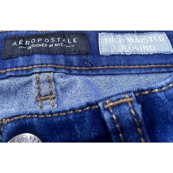 Aeropostale Women's Blue High Waisted Cotton Blend Jeggings Size 2 - Picture 5 of 11